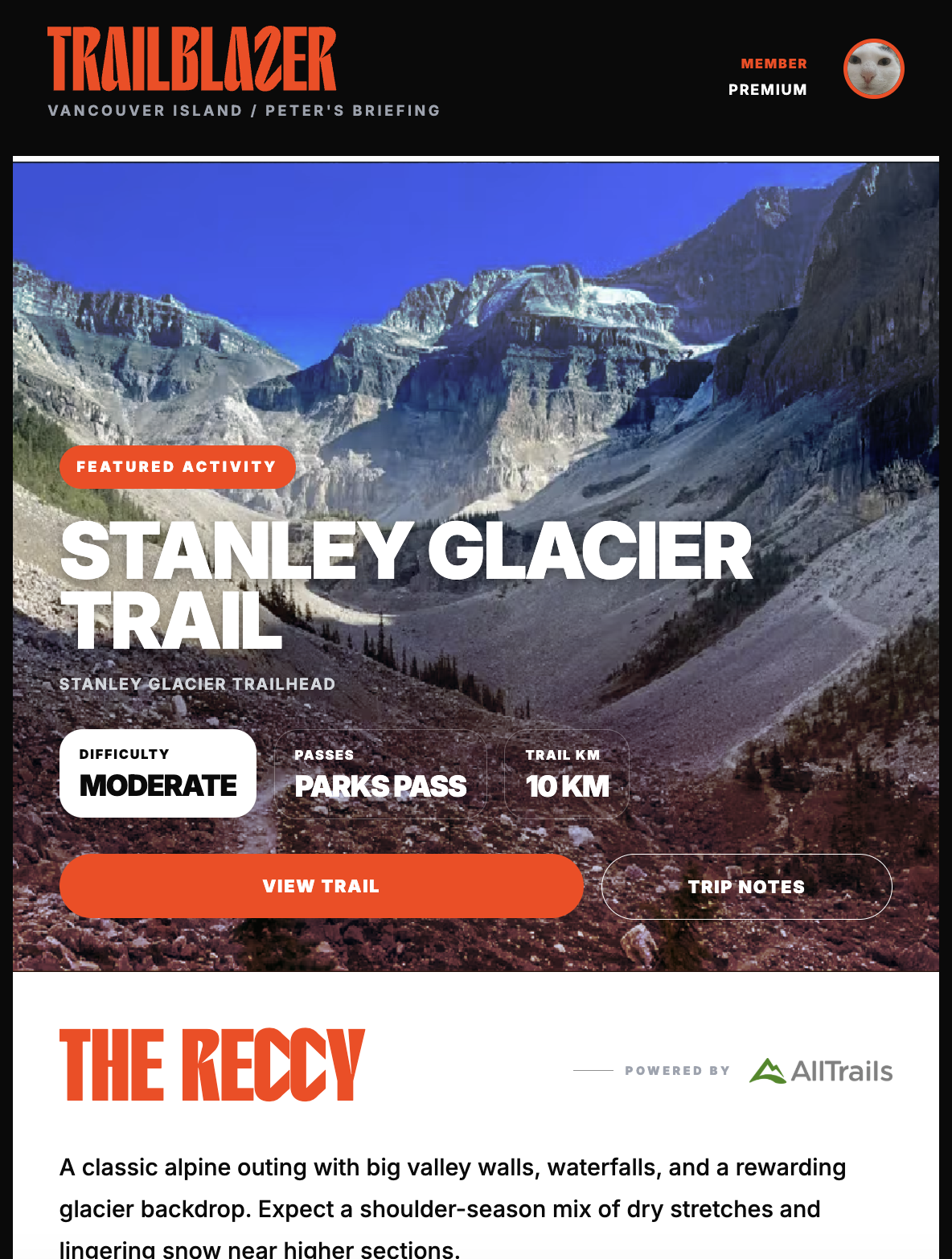 Trailblazer newsletter featured activity screenshot.